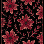 Traditional Botanical Print Featuring Stylized Bloom Clusters (Black) - ODIKA