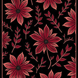 Traditional Botanical Print Featuring Stylized Bloom Clusters (Black) - ODIKA