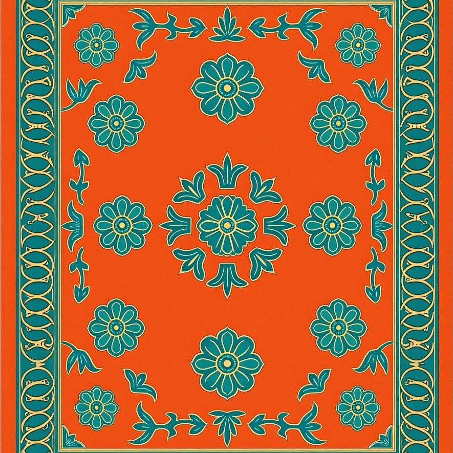 Classical Botanical With Artisan Embellishments (Orange) - ODIKA