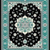Geometric Black and Teal Motif(Black)