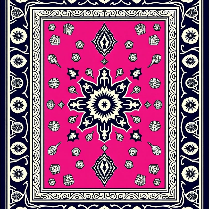 Medallion Mosaic with Intricate Border Design (Pink) - ODIKA