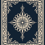 Vintage Medallion Interlocking Vine Motif with Distressed Filigree Borders(Beige)