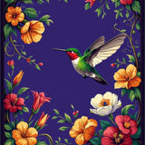 Nectar Half Round with Hummingbird and Trumpet Flower Design(Purple)
