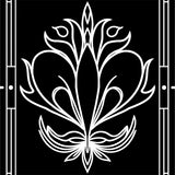 Minimalist Lotus with Art Floral Filigree (Black)