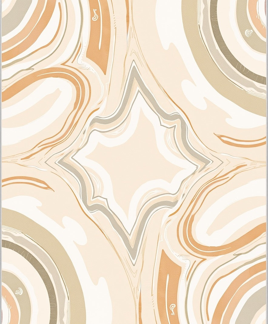 Natural Abstract Marbled Swirl Modern Luxury Statement (Beige) - ODIKA