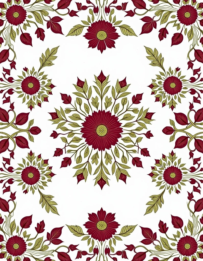 Heirloom Botanical Weathered Decorative Foyer (Red) - ODIKA