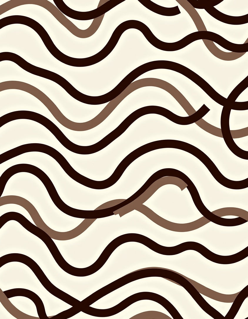 Minimalist Wave Design Featuring Flowing Interlocking Bands and Contours (Beige) - ODIKA