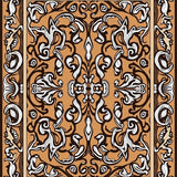 Abstract Paisley Mosaic with Swirling Vine Accents(Brown)