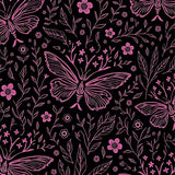 Mystical Moth Wings with Moonlit Garden Florals Enchanted Nature (Black)