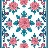 Floral Damask Revival Ornamental Tapestry Motif Classic (Pink)