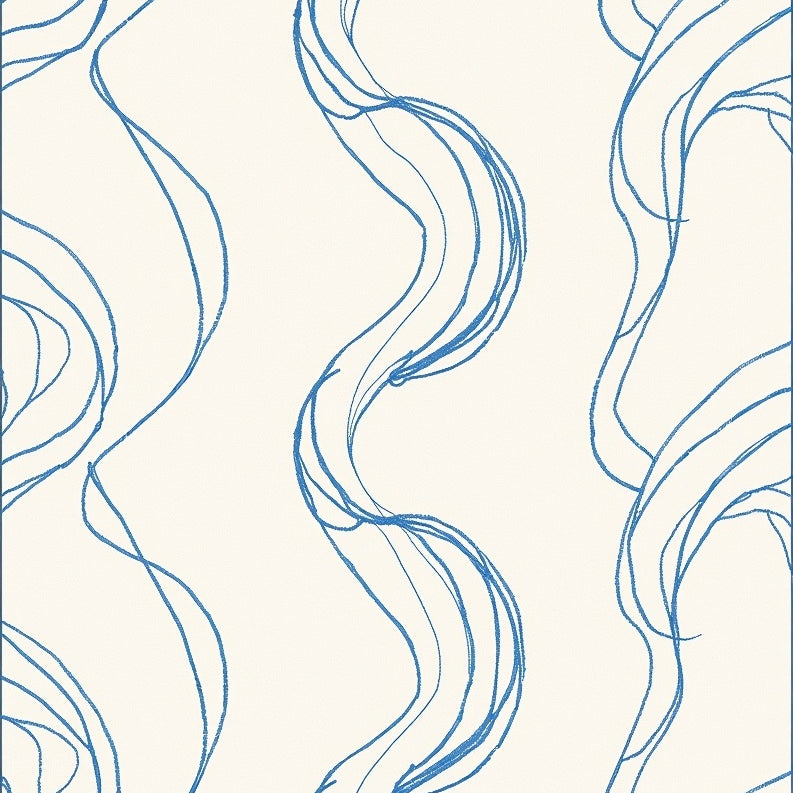 Contemporary Minimalist Abstract Waves with Subtle Interlocking Flow (Blue) - ODIKA