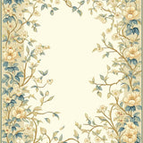 Ethereal Trails Beige and Blue Floral Trail Design(Beige)