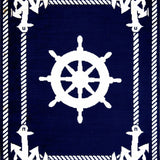 Captain Entryway Rug With Nautical Helm Design Maritime Decor(Blue)