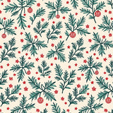 Holly Leaves and Bauble Medley with Vintage Nordic Accents(Beige)
