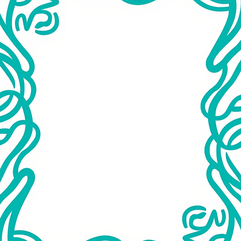Stylized Wave Border Motif with Smooth Flowing Lines and Layered Accents (Teal) - ODIKA
