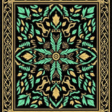 Symmetrical Botanical Arrangement with Interlocking Leaf (Black)