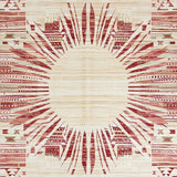 Boho Sunburst Round Beige/Burgundy(Red)