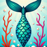 Enchanted Mermaid Tail Scales Ocean Waves Underwater Magic (Blue)