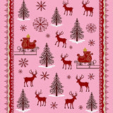 Whimsical Reindeer Sleigh Ride Arctic Adventure Holiday Fantasy(Pink)