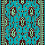 Intricate Paisley Teardrop Low Pile with Swirling Motifs (Turquoise) - ODIKA