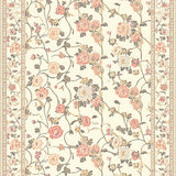 Elegant Beige Kitchen Area Floral Runner Non Slip(Ivory)