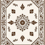 Ancient Medallion Mosaic Floral Vine Botanical Tapestry(Beige)