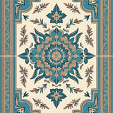 Modern Slate Medallion Motif with Subtle Vintage Distressing(Beige)