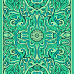 Enchanted Garden Blossoms Swirling Vines Abstract Foliage (Green) - ODIKA