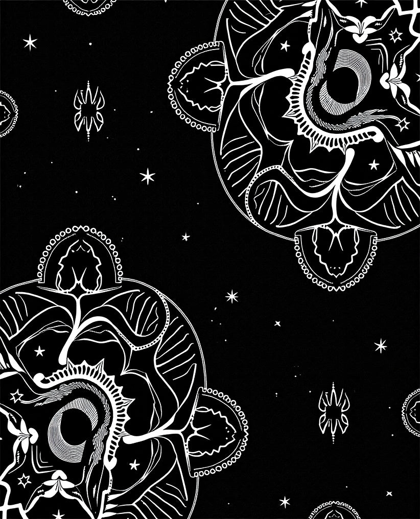 Midnight Constellation Design with Celestial Motifs (Black) - ODIKA