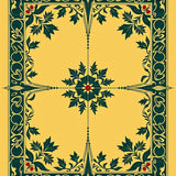 Festive Holly Leaf Medallion with Intricate Border Design(Yellow)