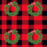 Nordic Inspired Buffalo Check with Festive Wreath Embellishments(Red)