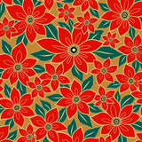 Classic Poinsettia Blossom with Traditional Winter Floral Motifs(Red)