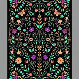 Dark Floral Nightscape with Surreal and Mushroom (Black)