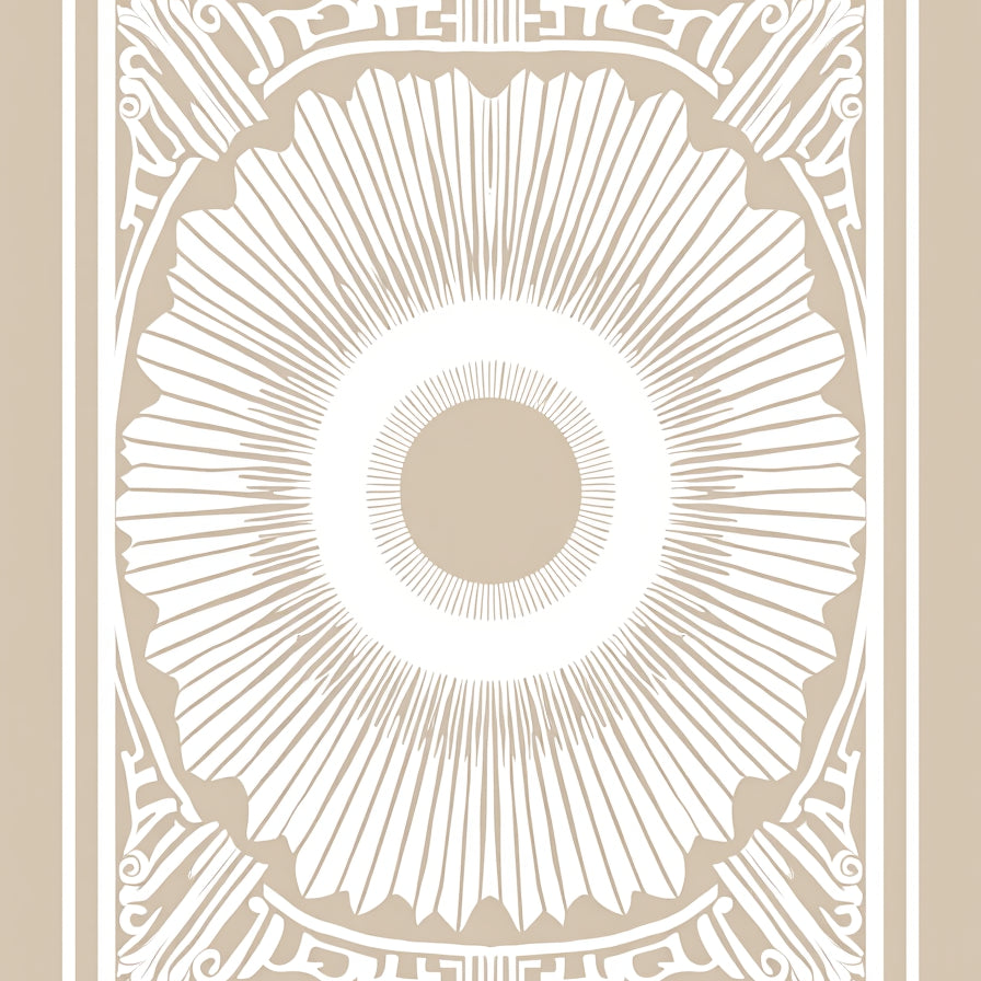 Art Inspired Sunburst Motif with Subdued Neutral Palettes (Beige) - ODIKA