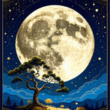 Vibrant Moonlit Nature Scene(Gold)