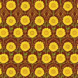 Enchanted Blossom Field with Whimsical Flower Medallions(Brown)