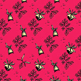 Yuletide Accent with Traditional Bell and Holly Leaf Motifs(Pink)