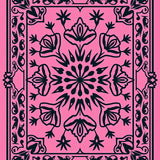 Boho Mosaic Medallion Featuring Intricate Interlocking Floral Arrangements(Pink)