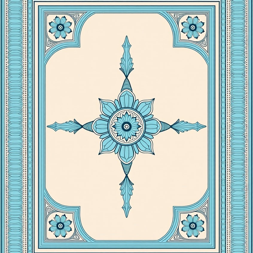 Tile Inspired Boho Floor Covering (Blue) - ODIKA