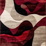 Contemporary Burgundy & Beige Abstract Swirl(Red)