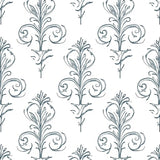 Vintage Damask Scrollwork with Botanical Vine Detailing(Blue)