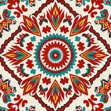 Sunburst Medallion Interlocking with Folk Art Flourishes(Red)