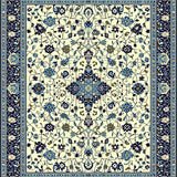 Vintage Beige Blue Hallway Area(Beige)