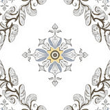 Distressed Botanical Vine Scroll with Weathered Flourishes (White) - ODIKA