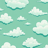Fluffy Cloud Formation with Dreamy Sky (Green)