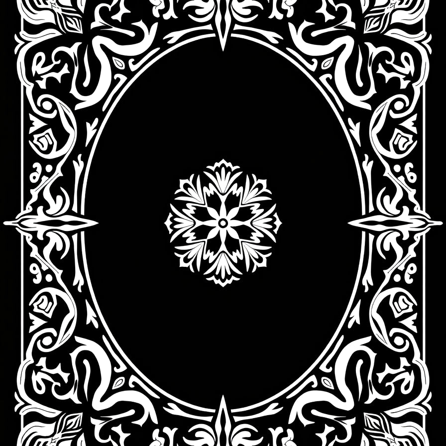 Classic Damask With Floral Embellishments And Symmetry (Black) - ODIKA