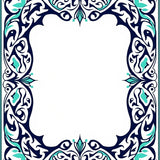 Art Nouveau Floral Swirl with Stylized Leaf and Blossom Design (Blue)