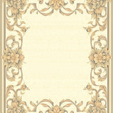 Cream and Beige Ornamental Swirl with Sophisticated Floral Accents(Beige)