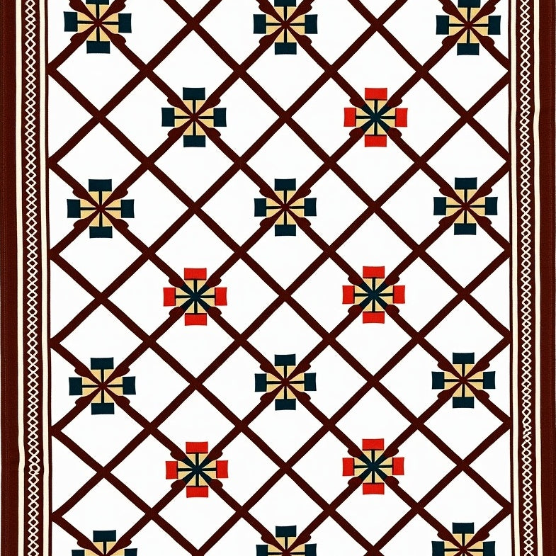Lattice Kilim Southwestern Aztec Inspired Decorative Floor (Brown) - ODIKA