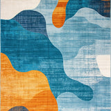 Chic Area with Contemporary Blue Orange Abstract Motif(Blue)